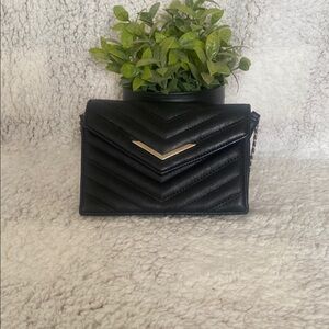Express Black Crossbody Bag with Quilted Design